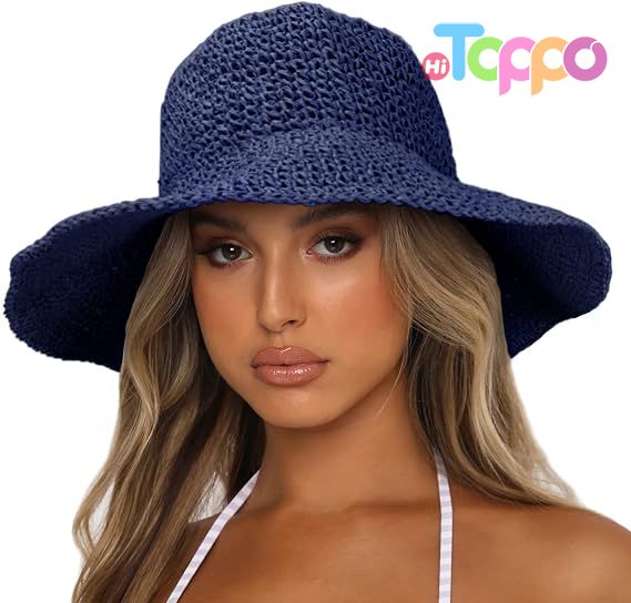 Summer Wide Brim Foldable Travel Straw Hat Sun Beach Hat for Women