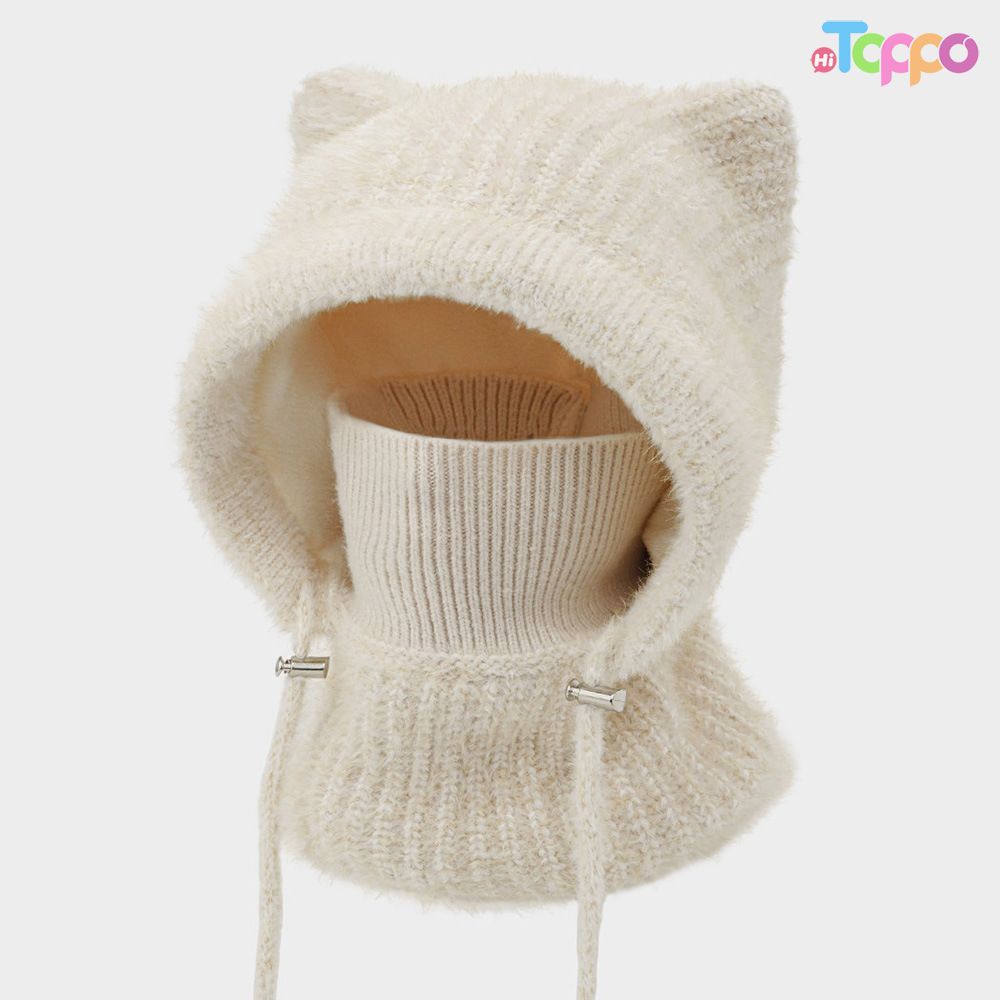 Custom Warm Earflap Hooded Scarf Women's Winter Knit Balaclava Beanie