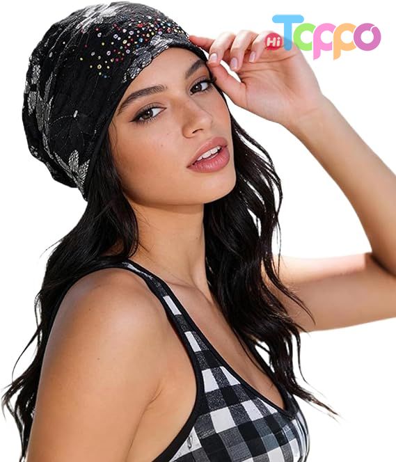  Custom Lightweight Lace Beanie for Women Rhinestone Hat