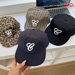 Custom Casual Streetwear Leopard-Print Retro Flat-Top Checkered Letter-Embroidered Flat-Brim Baseball Cap