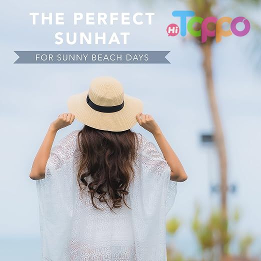 Women Floppy Sun Hat with Wide Brim—Foldable Roll-Up Straw Beach Hat UPF 50