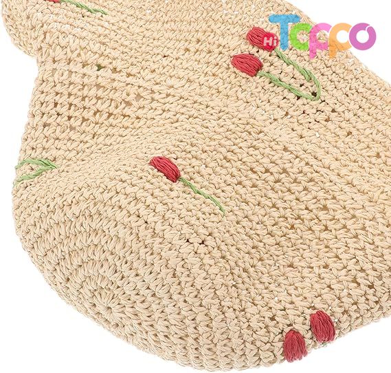  Woven Plaited Build Beige Cherry Accent Lightweight Breathable Comfort Women's Wide Brim Straw Sun Hat 56-58cm