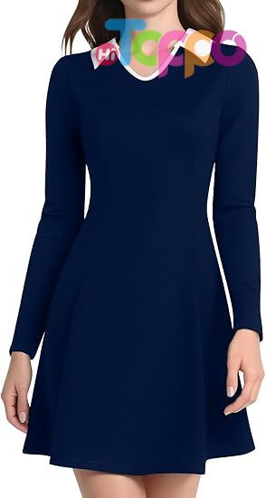 2026 Fall Vintage Lapel Collar V Neck A-Line Short Mini Dress Long Sleeve Dresses for Women