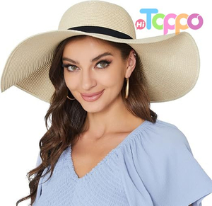  Summer Floppy Beach Hat Roll-Up Women Wide Brim Sun Hat UPF50 Straw Hat 