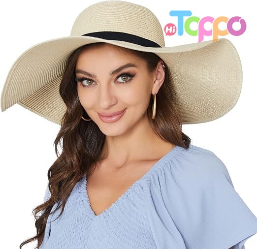  Summer Floppy Beach Hat Roll-Up Women Wide Brim Sun Hat UPF50 Straw Hat 