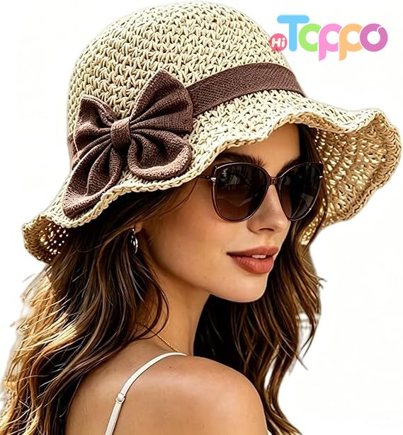 2026 New Crushable Sun Hat with Bow Summer Beach Travel Hat for Women