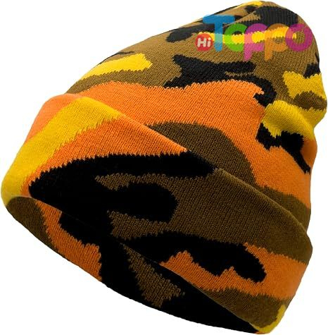 Unisex Knit Soft Warm Cuffed Beanie Hat Winter Camo Hats 