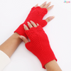 Solid Color Fish Scale Hollow Out Knitted Short Fingerless Gloves