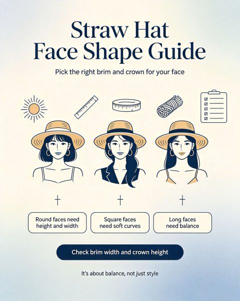 Face Shape Guide: Best Straw Hat Brim for Round, Square & Long Faces