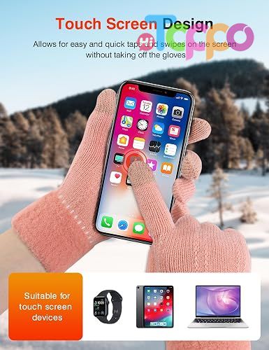 Winter Warm Touchscreen Texting Fleece Lined Knit Gloves 4 Pairs Set