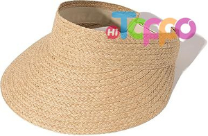 Summer Wide Brim Straw Sun Visors Foldable Ponytail Beach Women Hat