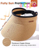 Custom Packable Ponytail Beach Travel UPF 80+ Womens Sun Visor Straw Hat 