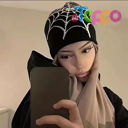 Casual Skullies Outdoor Gothic Spider Pattern Wool Acrylic Knitted Hat Beanies 