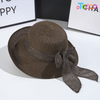 Hot Sale Summer UPF Womens Wide Brim Sun Straw Hat with Ribbon