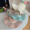Women's Summer Wave Edge Pearl Bowknot Straw Knitted Hat 