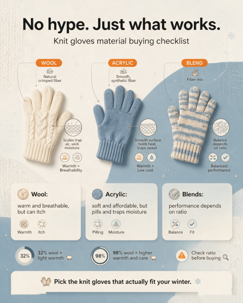 Knit Gloves Buying Checklist: Wool, Acrylic & Blended Fabric Pros & Cons