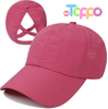 Outdoor Sports Quick Drying Mesh Womens Criss Cross Ponytail High Messy Bun Baseball Cap 