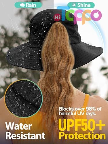 UPF50+ Large Breathable 3.5" Wide Brim Adjustable Beach Bucket Hat