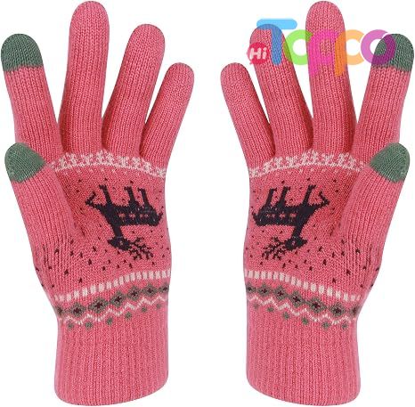  Custom Snow Flower Printing Keep Warm Winter Touch Screen Gloves