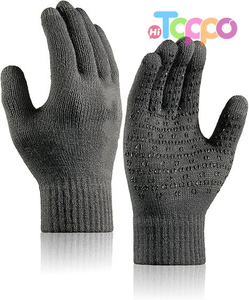 Custom Non-slip Silicone Grip and Elastic Cuff Touch Screen Fingers Warm Fleece Knit Winter Gloves 
