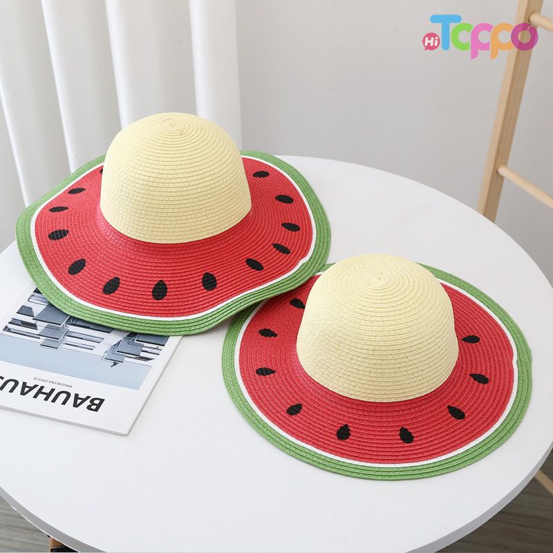 Watermelon Print Straw Hat – Summer Beach Sun Hat