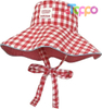 Custom Wide Brim UV Protection Sun Hats for Women Reversible Plaid Sun Cap Bucket Hat 