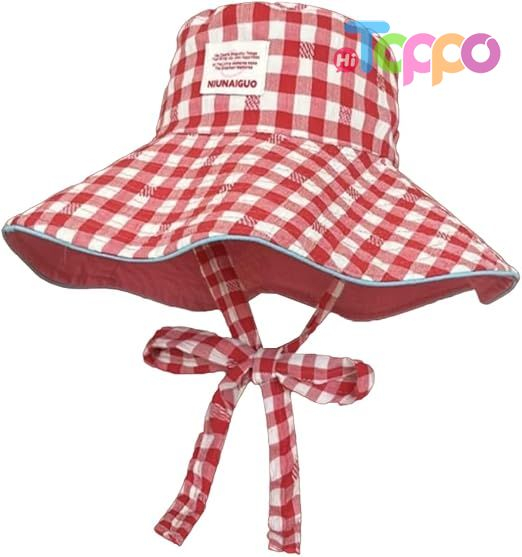 Custom Wide Brim UV Protection Sun Hats for Women Reversible Plaid Sun Cap Bucket Hat 