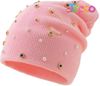 Trending Appeal Versatile Neck Warmer Knitted Cap Headwear Unisex Knit Hat with Shimmering Crystal Weaving 