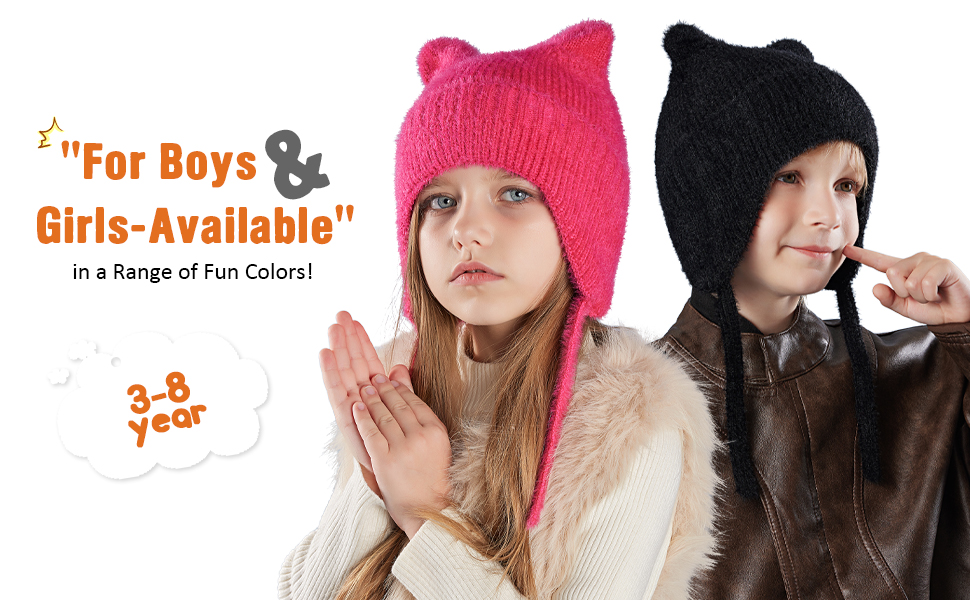 winter wool Knit Ear Flap hat for Girl