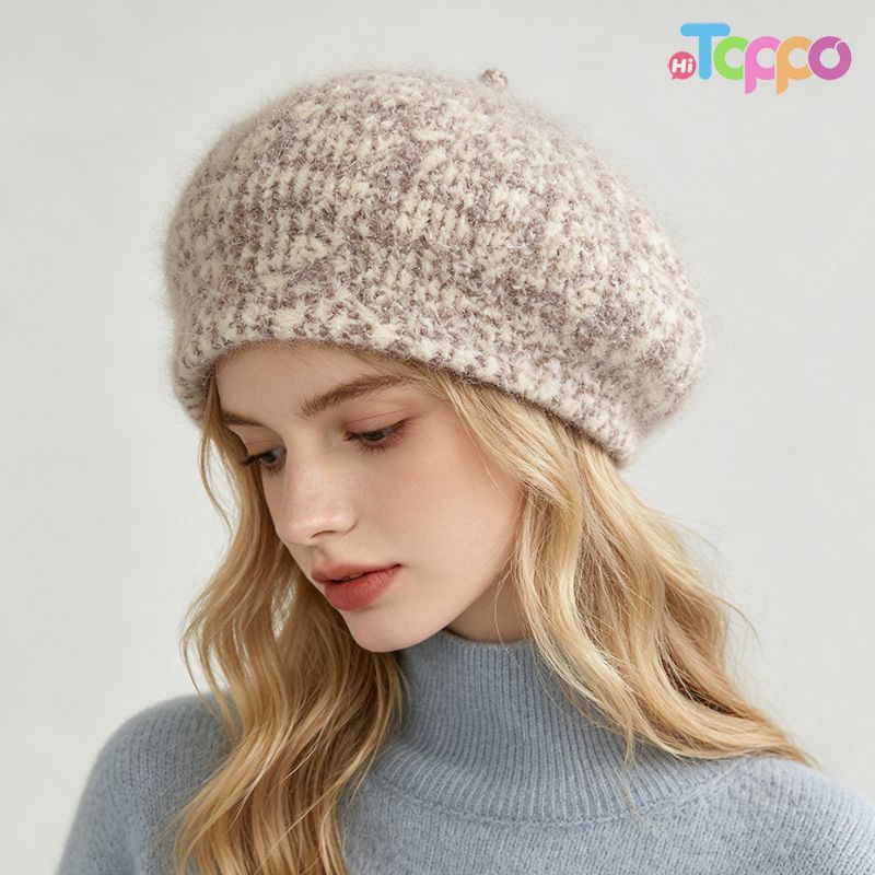 Winter Block Fuzzy Women's Vintage Knit Beret Thick Warm Fleece Lined Ear Flaps Beanie 