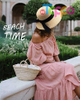 Fashion Wide Brim UV Protection Adjustable Sweatband Windproof Chin Strap Travel Straw Hat 
