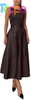 Women PU Faux Leather Sleeveless Elegant Flowy Long Dress Party Night Out Dress with Belt