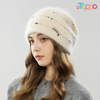 Winter Thick Warm Slouchy Beanie Angora Blend Knit Hat with Dots Earflap Skull Cap
