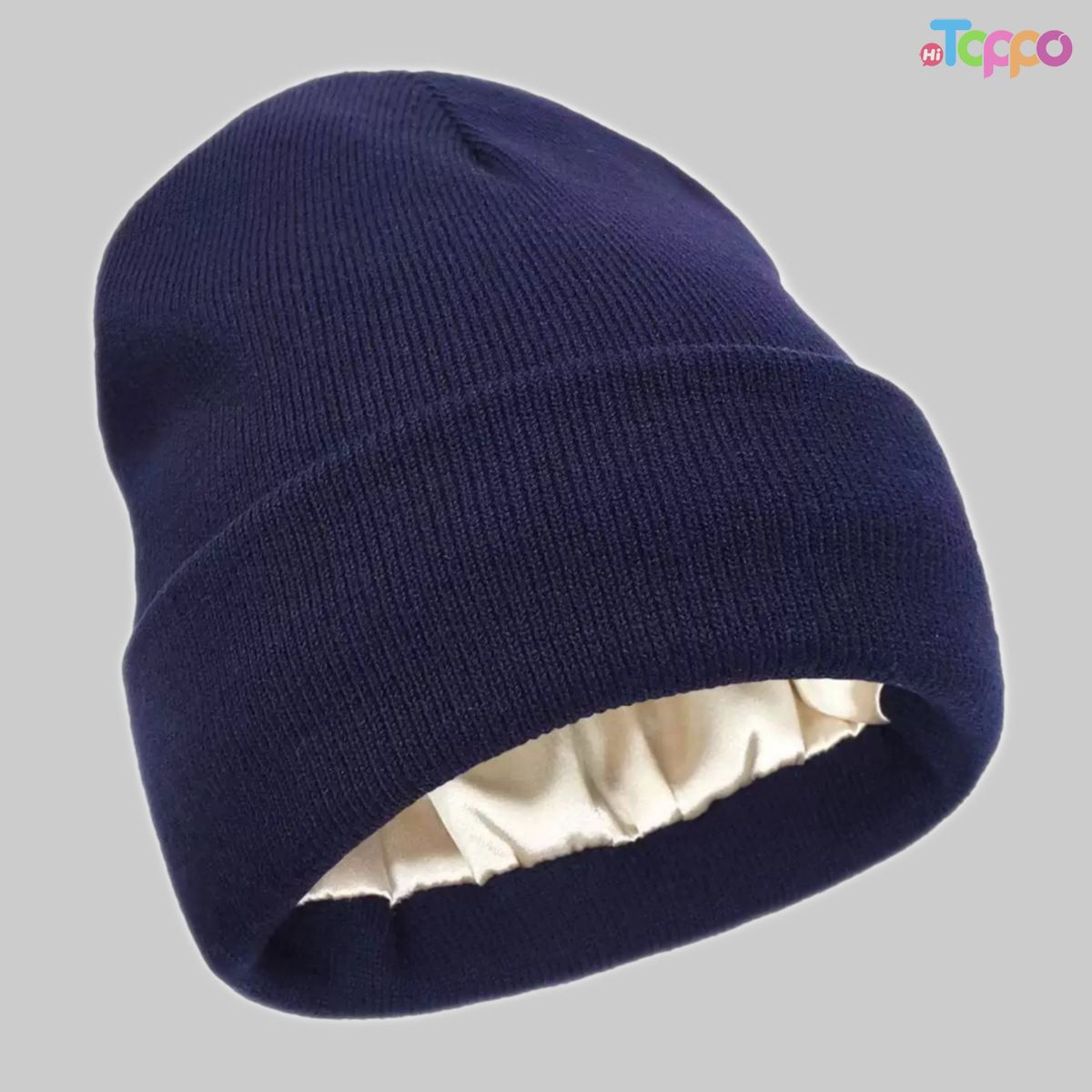 Satin Lined Beanie for Women Men, Double Layer Knitted Cuffed Winter Hat