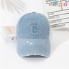 Custom Oversized Washed Denim Large Head Vintage Distressed Embroidered Baseball Cap