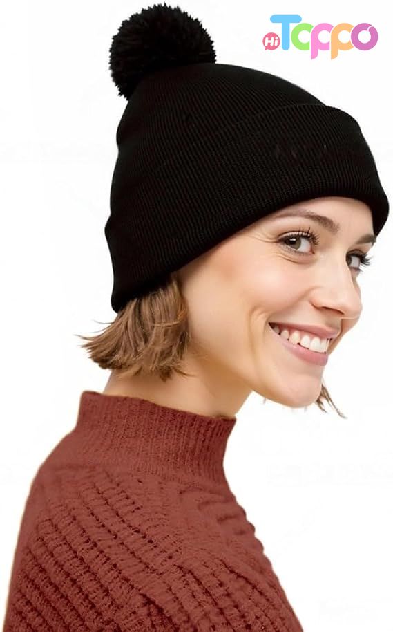  Custom Women Winter Cozy Acrylic Knit Beanie Hat with POM POM