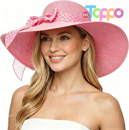 Summer Big Straw Wide Brim Floppy Foldable Roll up UPF 50+ Cap Sun Hat Beach Hats