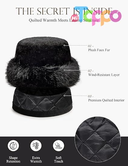 Winter Fur Bucket Hat for Women Winter Fluffy Plush Fisherman Cap