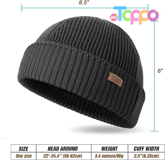 Custom Merino Wool Short Fisherman Beanies for Men Women Knit Cuff Trawler Beanie Cap 