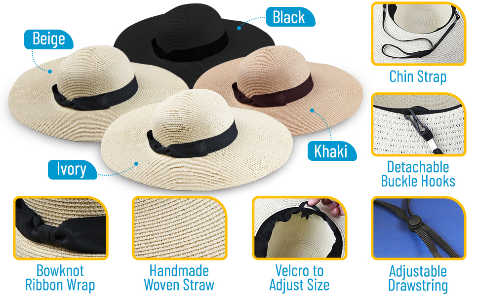 hat women hats sun beach floppy large summer womens brim wide straw big head uv protection black upf