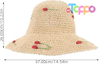  Woven Plaited Build Beige Cherry Accent Lightweight Breathable Comfort Women's Wide Brim Straw Sun Hat 56-58cm