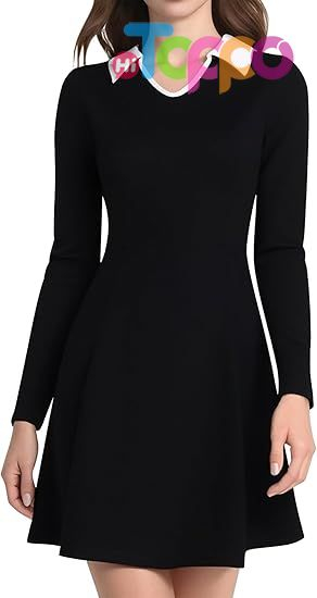 2026 Fall Vintage Lapel Collar V Neck A-Line Short Mini Dress Long Sleeve Dresses for Women