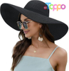  Summer Floppy Beach Hat Roll-Up Women Wide Brim Sun Hat UPF50 Straw Hat 