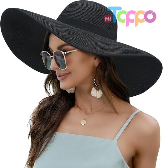  Summer Floppy Beach Hat Roll-Up Women Wide Brim Sun Hat UPF50 Straw Hat 