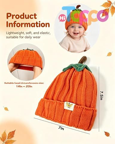 Thick Warm Soft Pumpkin Knitted Beanie Hat Orange for Autumn Halloween