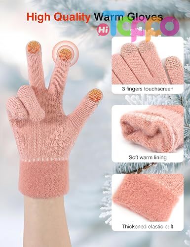 Winter Warm Touchscreen Texting Fleece Lined Knit Gloves 4 Pairs Set
