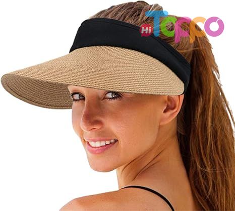  Summer UV Protection Foldable Packale Wide Brim Women Straw Sun Visor Hat 