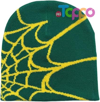 Casual Skullies Outdoor Gothic Spider Pattern Wool Acrylic Knitted Hat Beanies 