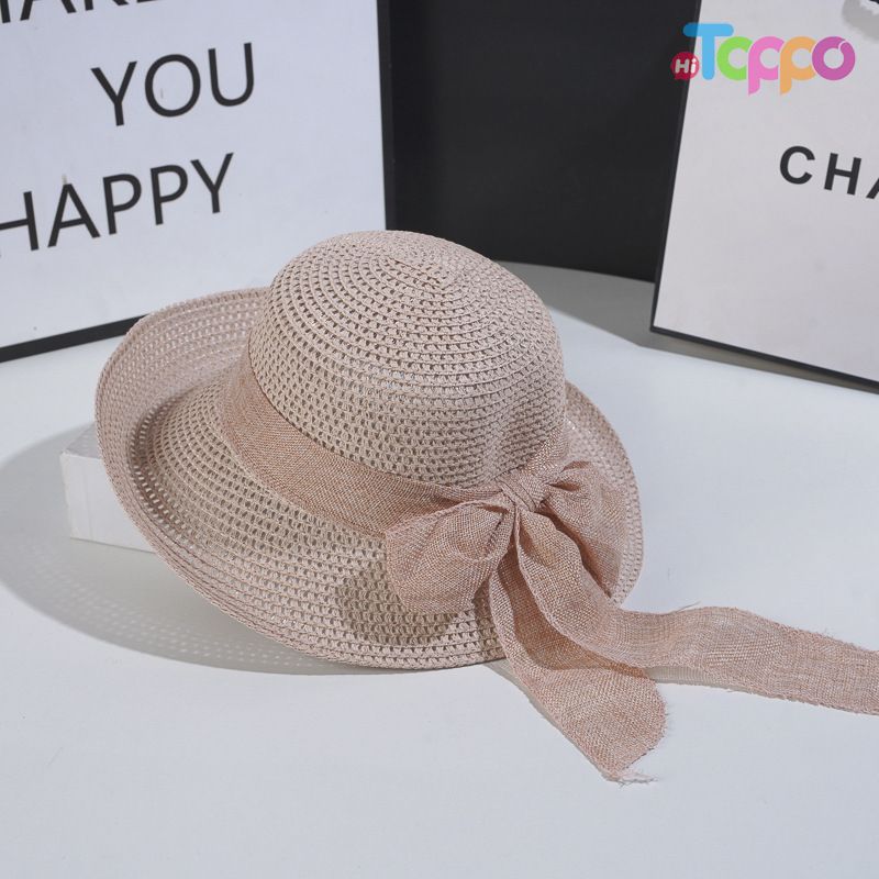 Hot Sale Summer UPF Womens Wide Brim Sun Straw Hat with Ribbon