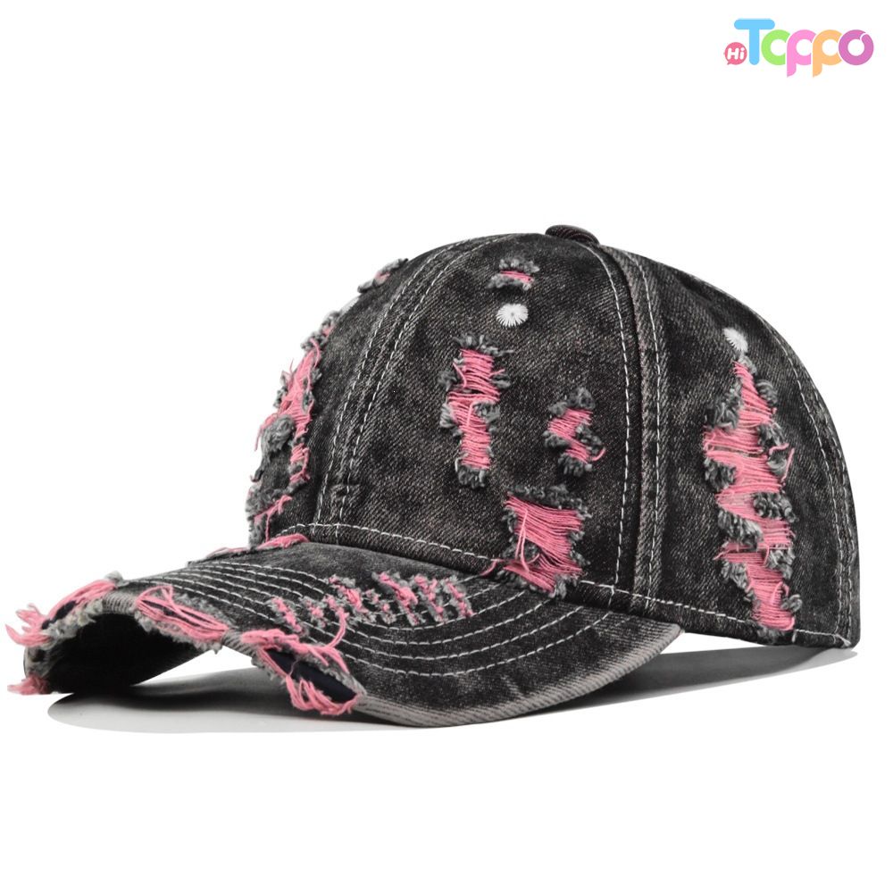 Custom Comfortable Washed Denim Frayed Baseball Cap